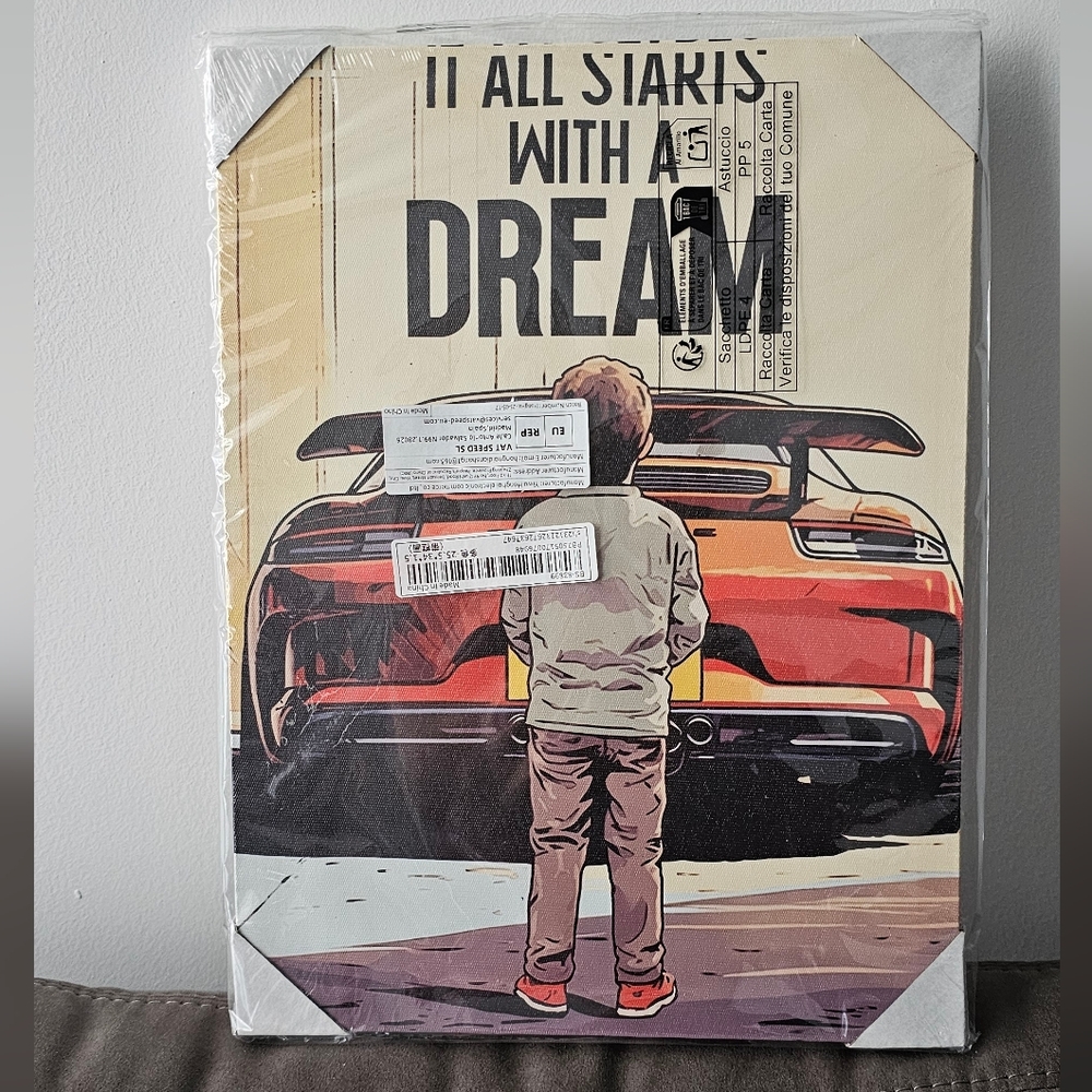 Motivational Car Poster with Child 25.5x34x1.5cm